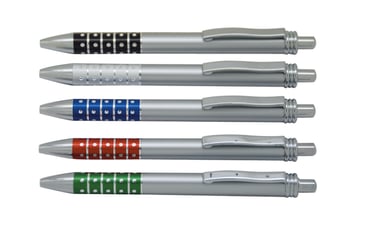 עט פלסטיק עם קליפס מתכתי ואבני יהלום - מתנה עסקית מעודנת