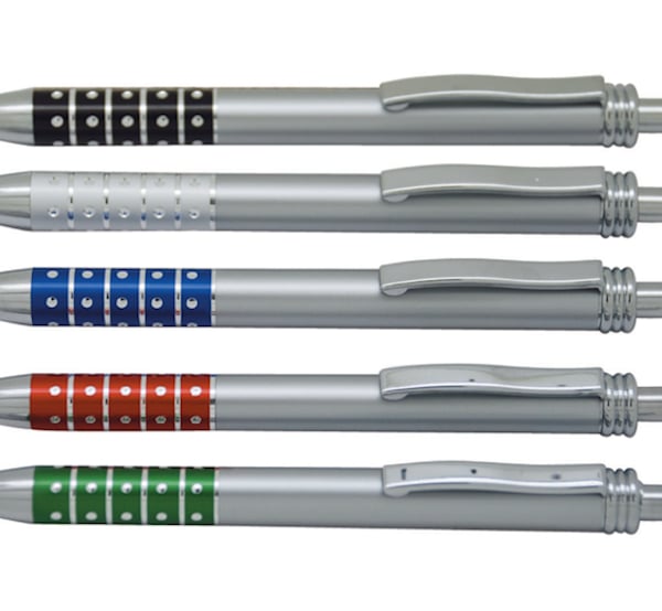 Plastic Pen with Metallic Clip and Gemstones - Elegant Corporate Gift