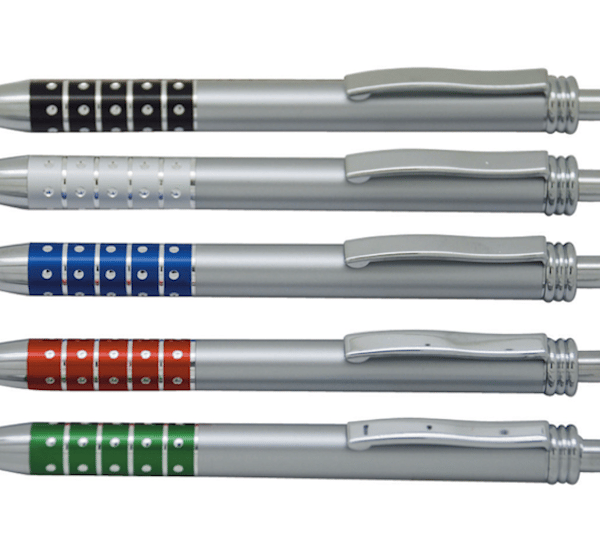 עט פלסטיק עם קליפס מתכתי ואבני יהלום - מתנה עסקית מעודנת