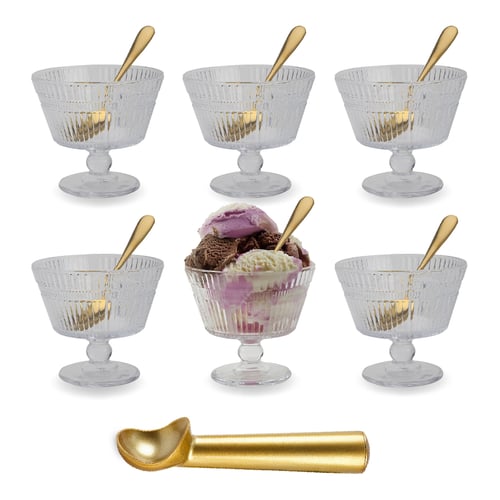סט יוקרתי של גביעי זכוכית לקינוחים וגלידה