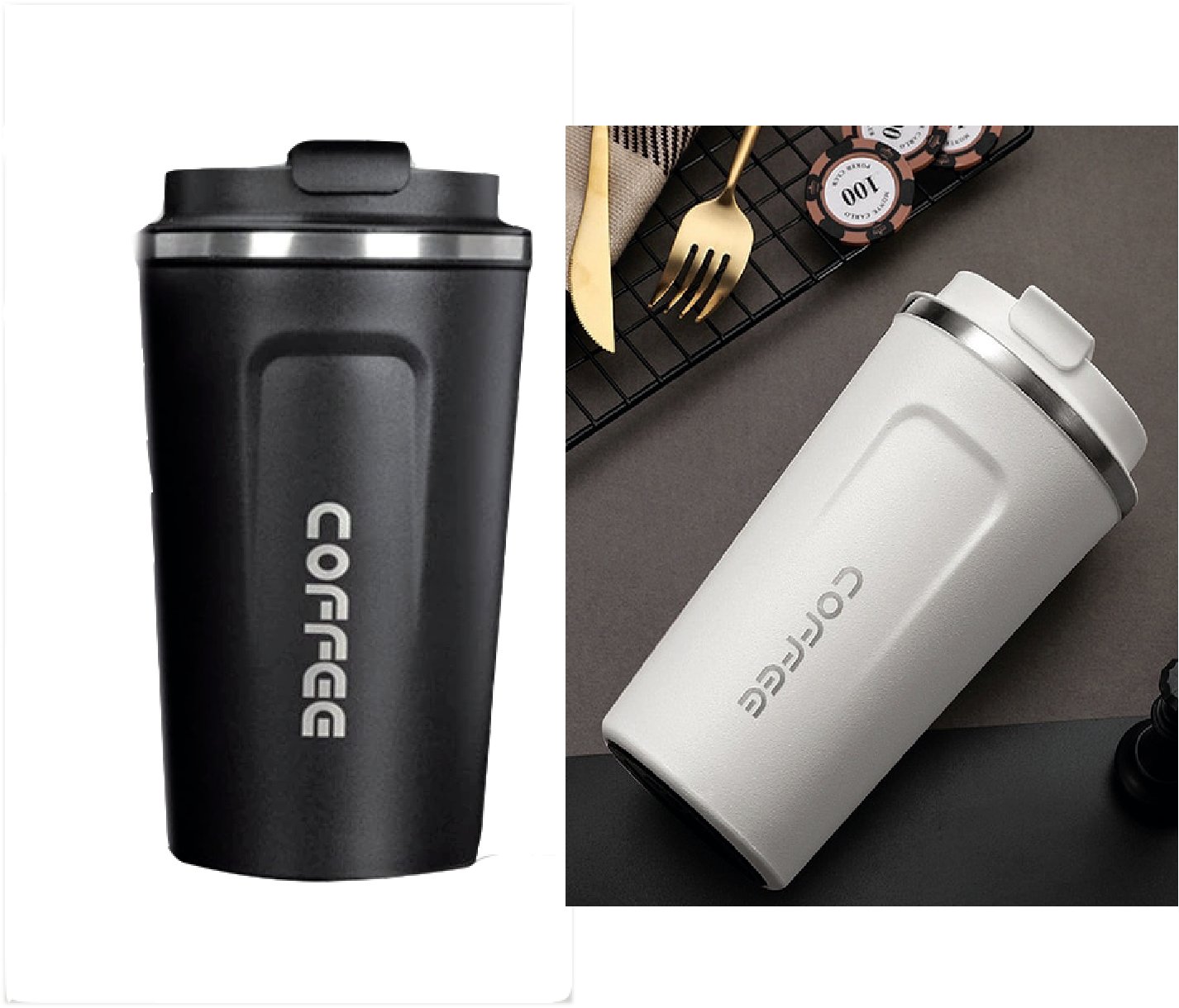 ספל טרמי מנירוסטה איכותית עם שתי שכבות