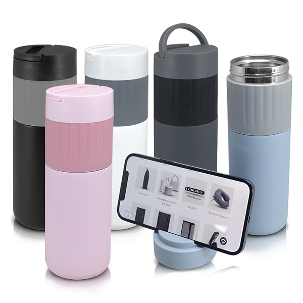Thermo Stand Thermal Bottle with Phone Holder Lid