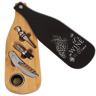 סט פותחן יין במבוק - מתנה עסקית יוקרתית עם לוגו