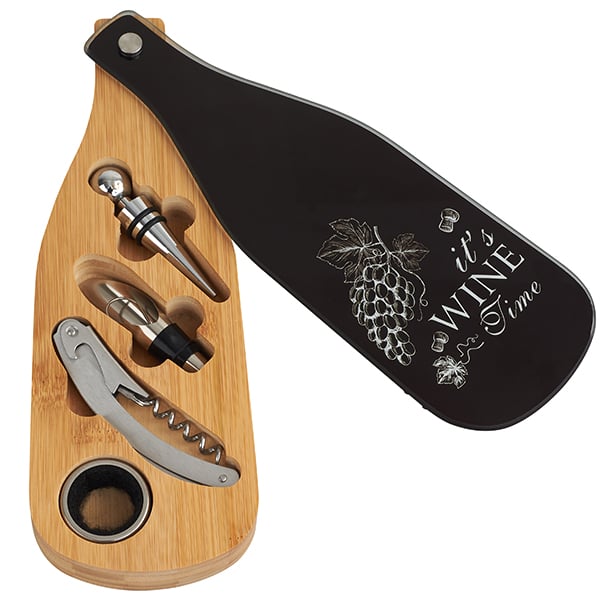 סט פותחן יין במבוק - מתנה עסקית יוקרתית עם לוגו