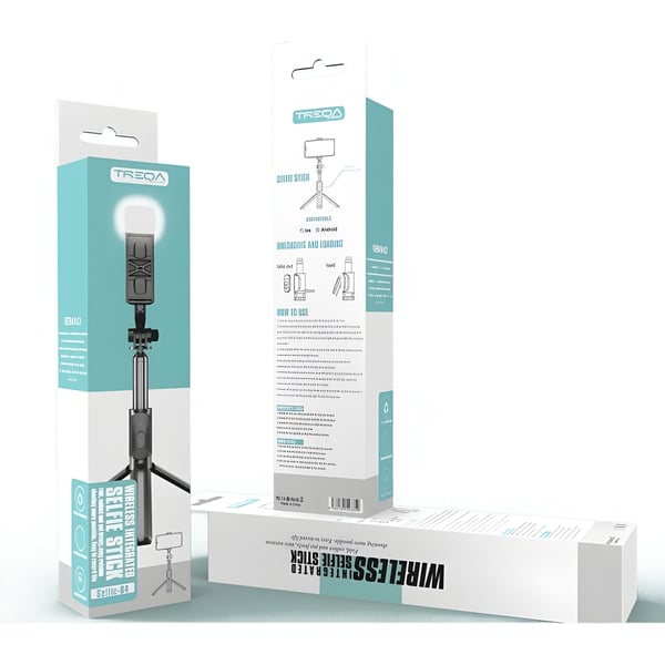 Professional Selfie Stick with TREQA LED Lighting for Perfect Shots