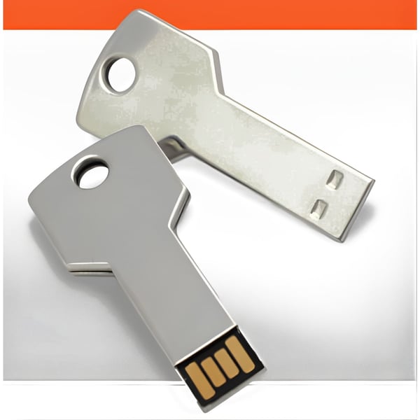 כונן USB בצורת מפתח 16GB עם גימור ניקל