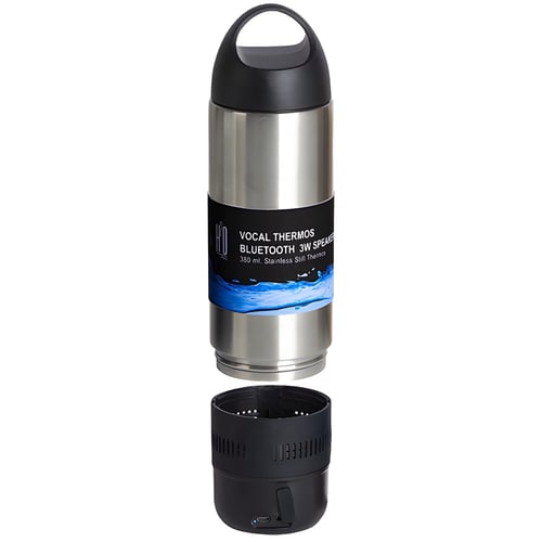 רמקול בלוטות' 3W עם בקבוק תרמי נירוסטה 380 מ"ל H2O-Pro