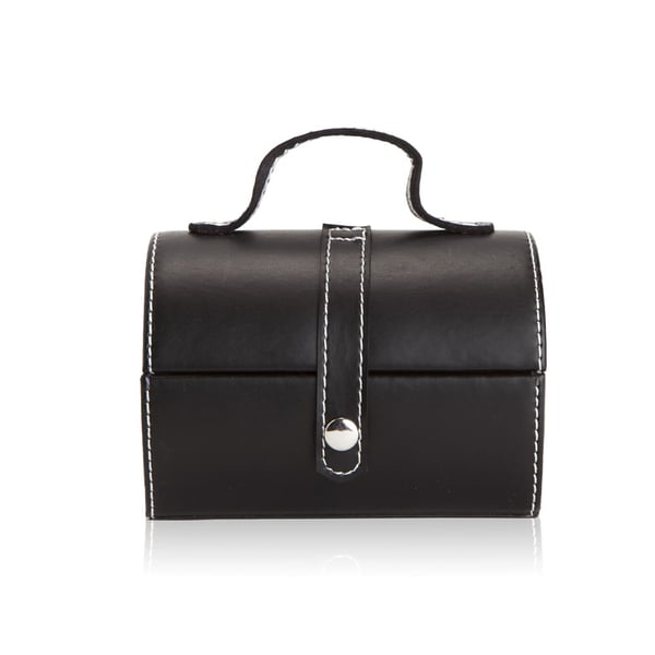 Leather Jewelry Box with Mirror and Multiple Compartments