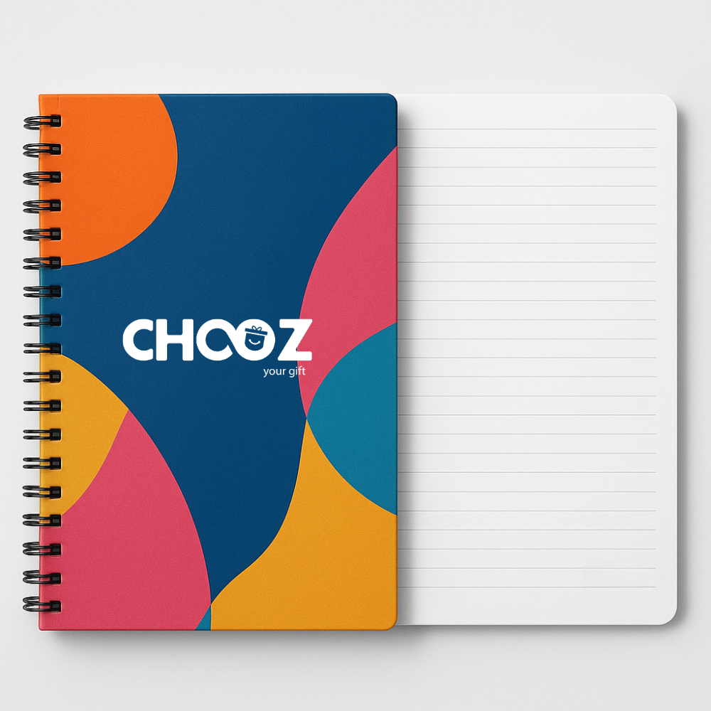 מחברת ספירלה A5 עם כריכה קשה ממותגת בעיצוב אישי