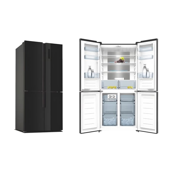 GERMAINE Black Glass 4-Door Fridge - Sleek Design & Outstanding Performance