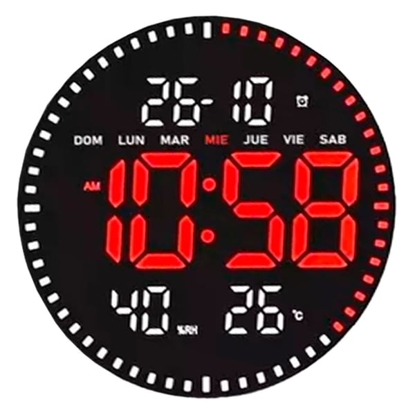 Round Red Digital Wall Clock – Modern Style and Precision
