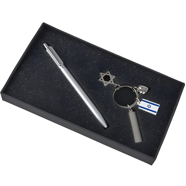 מארז מחזיקי מפתחות מעוצבים: לב, מגן דוד ודגל ישראל