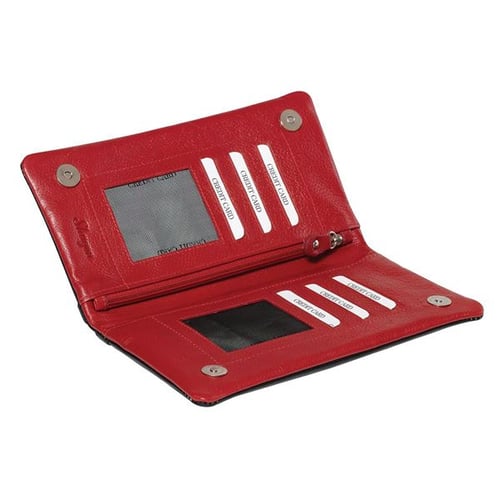 ארנק אשה מעור נאפה  - שחור/אדום