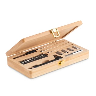 Premium Bamboo Tool Set with Case