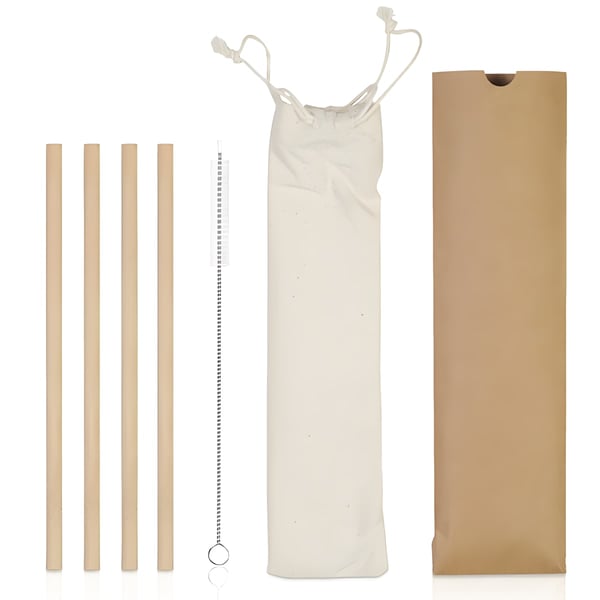 Reusable Bamboo Straw Set with Cotton Pouch