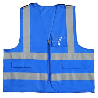 אפוד מפקח זוהר עם סגירת רוכסן ולוגו