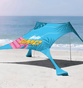 ציליית חוף ענקית XL עם הדפסה אישית - מתאימה ל-4 עד 6 אנשים