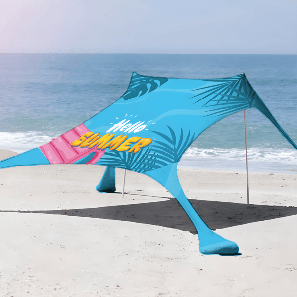 ציליית חוף ענקית XL עם הדפסה אישית - מתאימה ל-4 עד 6 אנשים