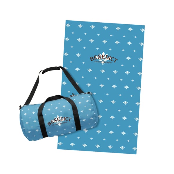 סט ספורט עם תיק ומגבת בהדפסה תואמת