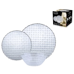 סט 18 צלחות זכוכית בעיצוב ראטאן - La Kitchenette