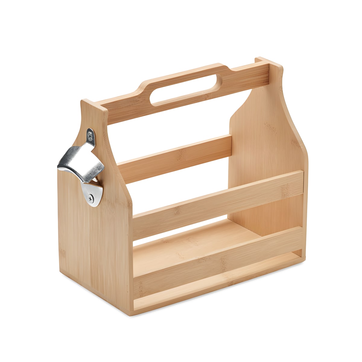 ארגז נשיאה מבמבוק עם פותחן בקבוקים מתכתי