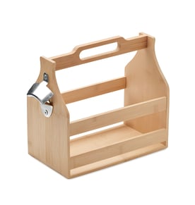 ארגז נשיאה מבמבוק עם פותחן בקבוקים מתכתי