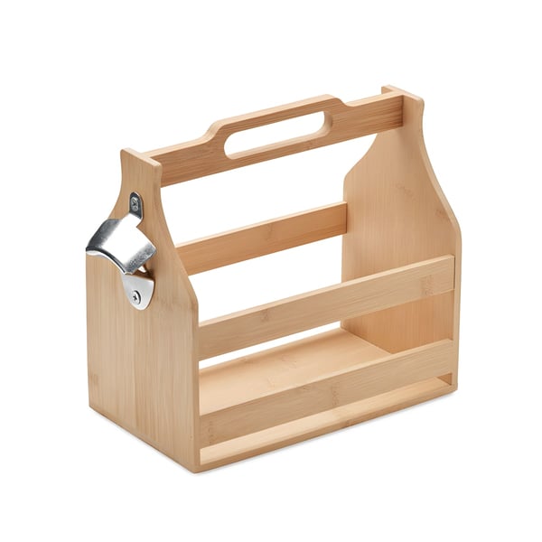 ארגז נשיאה מבמבוק עם פותחן בקבוקים מתכתי