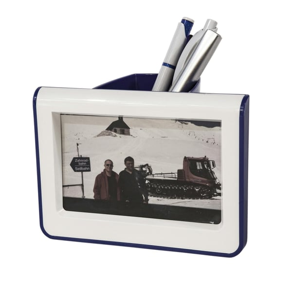 Desktop Pen Holder with Picture or Ad Display