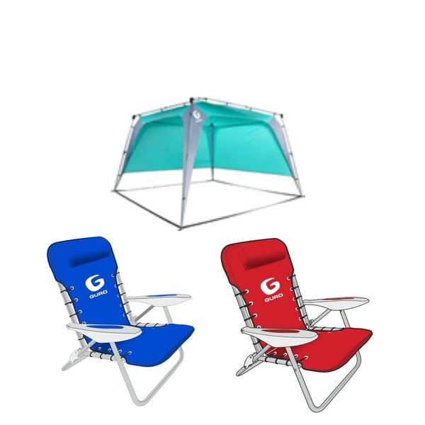 Ultimate Camping Bundle: Gazebo for 8 People + 2 Steel Chairs by GURO