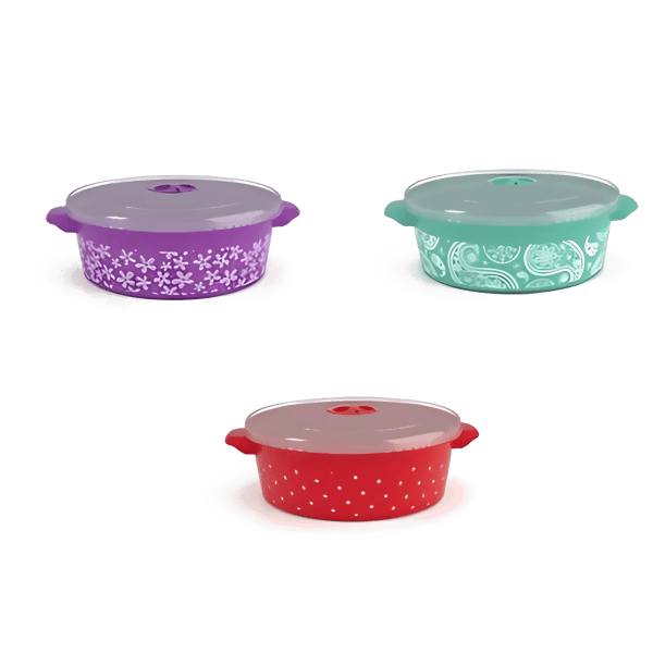 Decorative 2L Plastic Container for Microwave Cooking & Heating