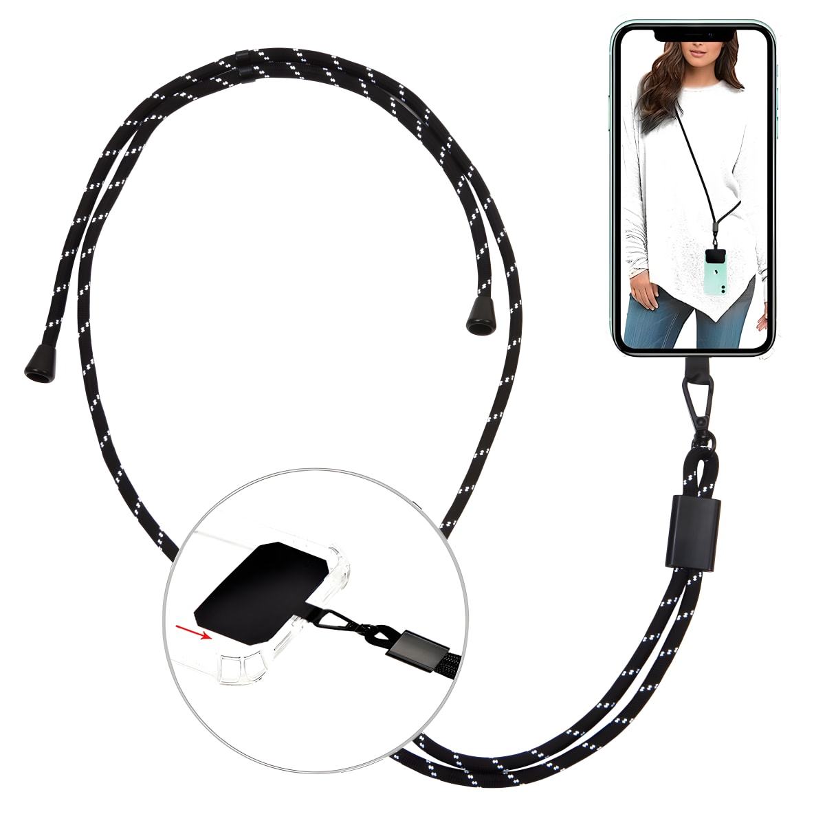 שרוך נשיאה לטלפון עם אבזם מתכת - עדי