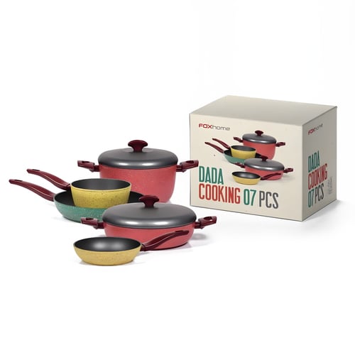 סט סירים ומחבתות DADA 7 חל: עיצוב צבעוני ואיכותי עם ציפוי מינרלי