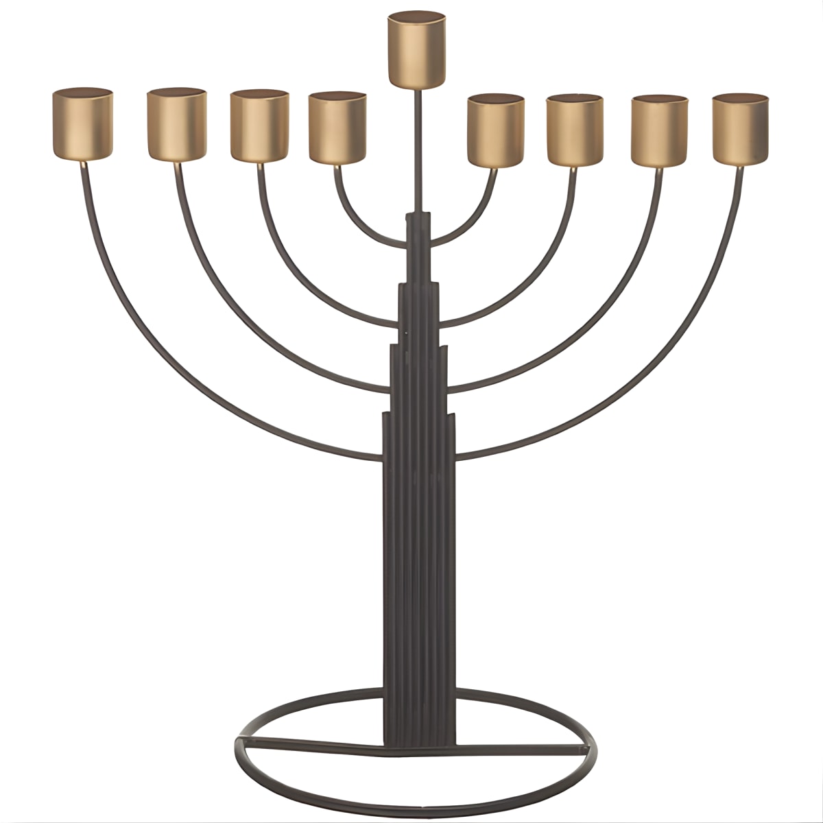 חנוכיית שמן בעיצוב חצי עגול - מתכת שחורה