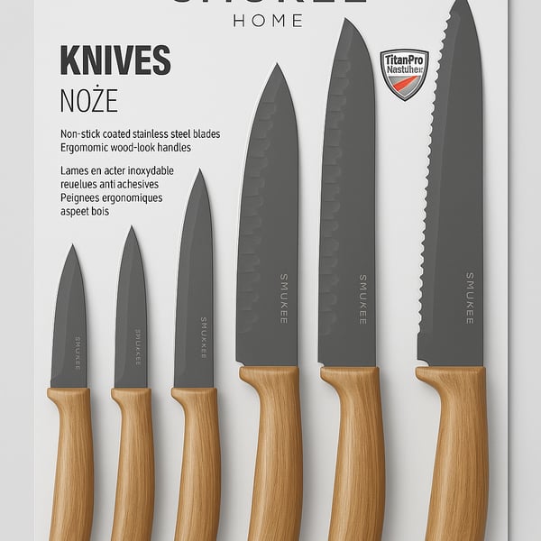 Professional Set of 6 High-Quality Chef Knives