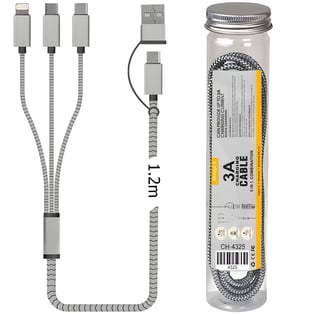 כבל טעינה מהיר 5 ב-1 תואם Type-C/iPhone/Android