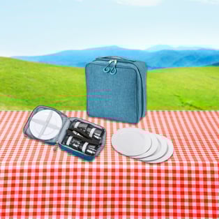 תיק פיקניק וטיולים מושלם עם כלי הגשה לארבעה