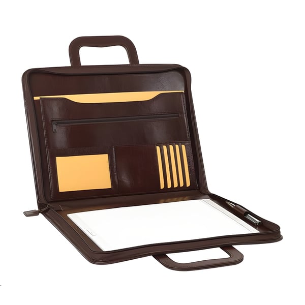 Premium Leather A4 Folder with Secure Zipper