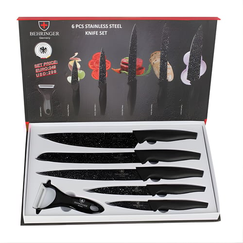 סט מתנה סכינים וקולפן מקצועיים למטבח באריזה מהודרת