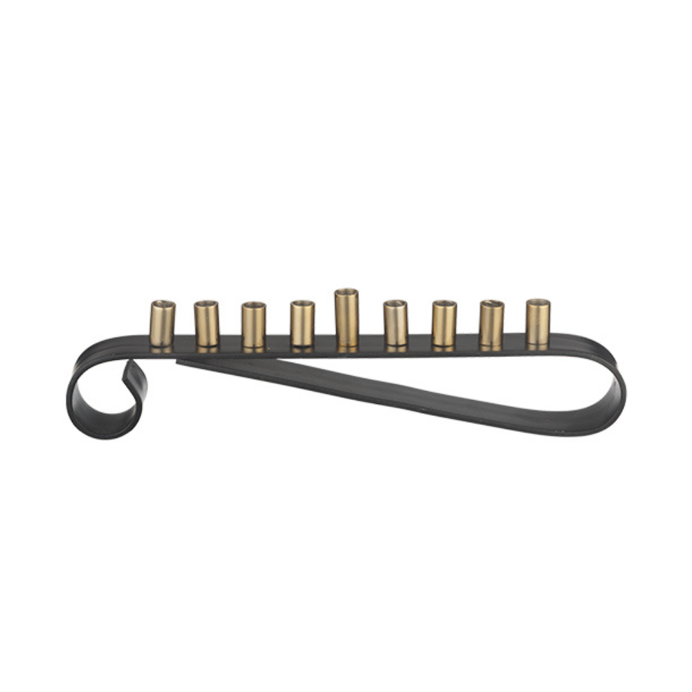 חנוכייה אלומיניום לנרות מהודרת 27x7 ס"מ