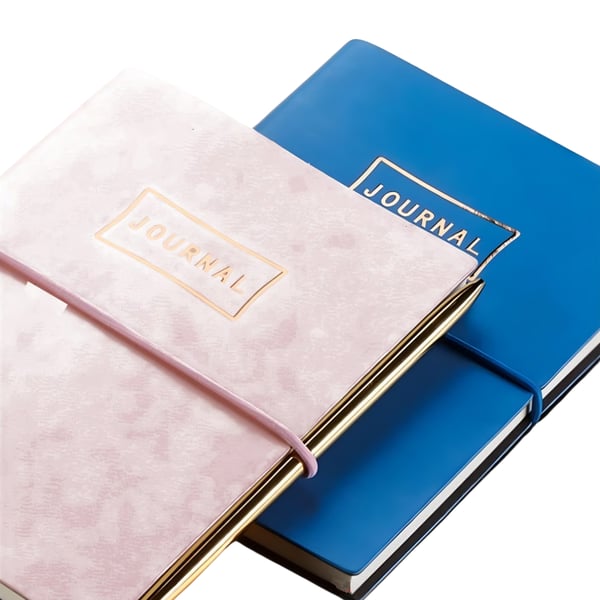 יומן אישי עם כריכה זהבה - כחול וורוד
