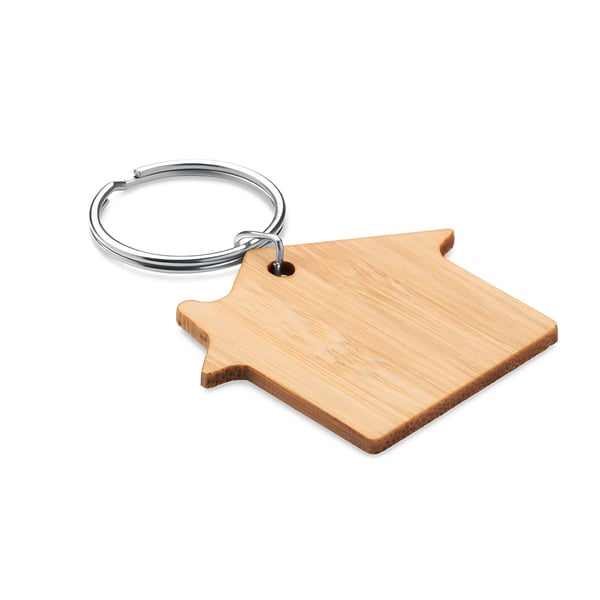 House-Shaped Bamboo Key Ring