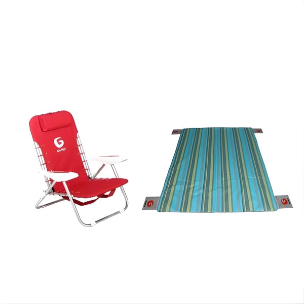 Red Beach Chair with Large Mat - Ultimate Outdoor Comfort