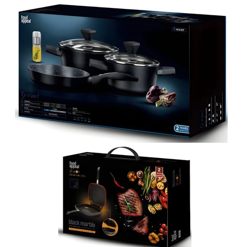 Premium Kitchen Set with 6 Cookware Pieces & Double Grill