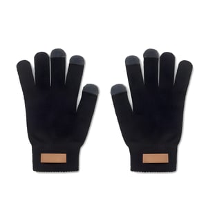 Smartphone Touch Gloves in RPET Polyester with Cork Label