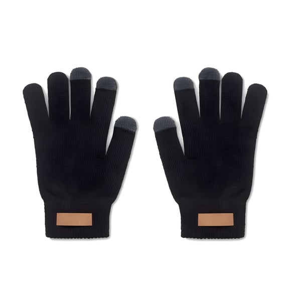 Smartphone Touch Gloves in RPET Polyester with Cork Label