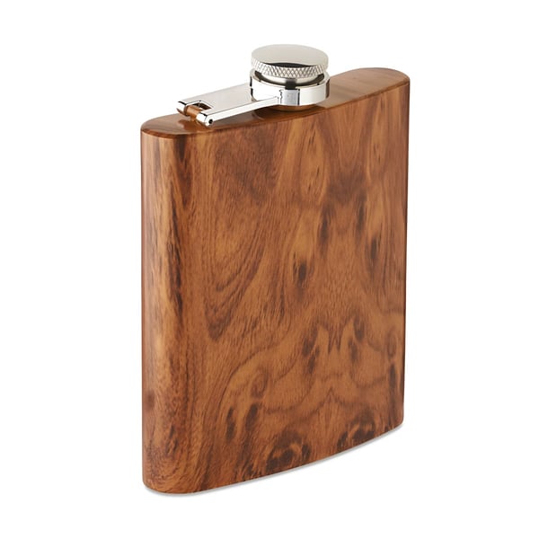 Stainless Steel Flask with Natural Wood Design