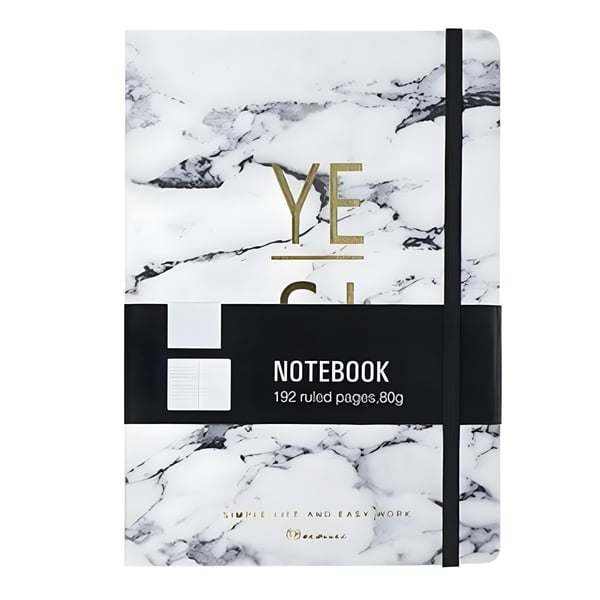 מחברת דמוי שיש עם כריכה קשה מדמוי עור