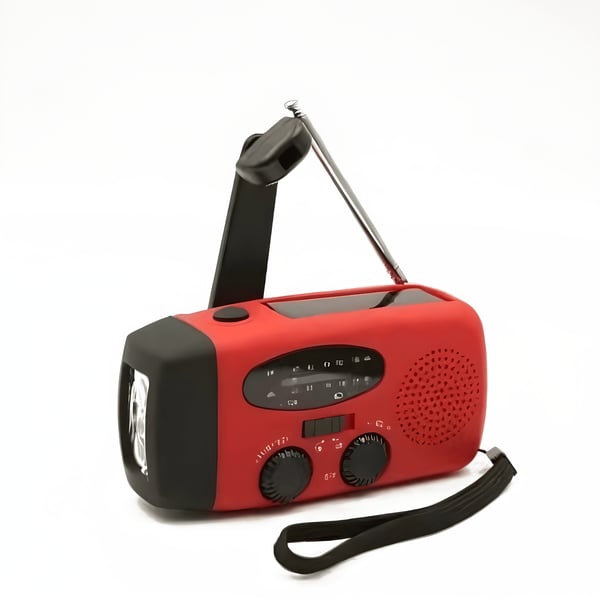 Portable Emergency Device with Radio, LED Flashlight, and Charger