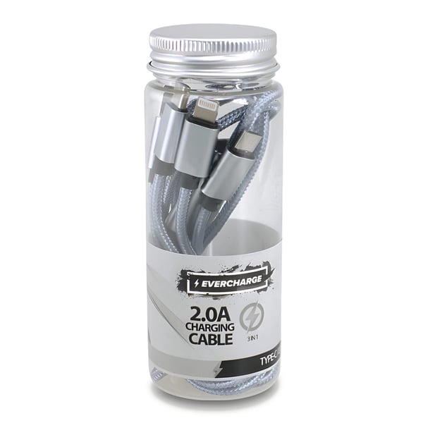 Premium Tri-Charge Cable Set in Jar Packaging