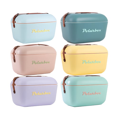 צידנית רטרו Polarbox עם רצועת עור - 12 ליטר